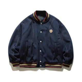 Alphabet logo and number embroidery. Down-filled stadium jacket