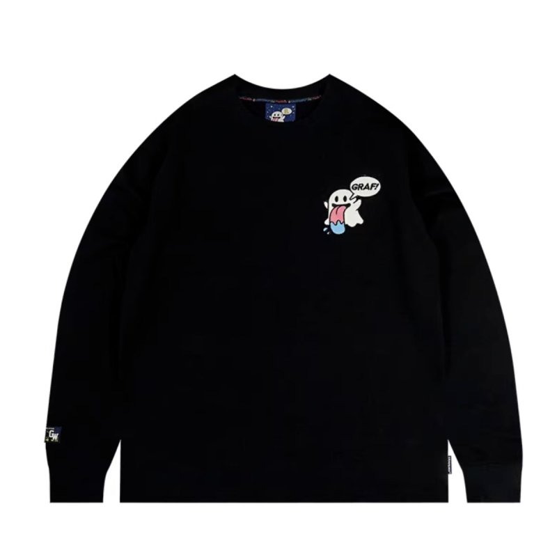 画像2: Unisex GRAF&WU BooGhost Long Sleeve Tshirts グラフアンドユー ゴースト オバケ ロゴ キャラクター ロンT 長袖Tシャツ     (2)