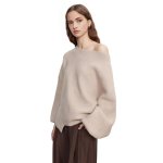 画像1: Women Sonia Asymmetrical Hem Sweater Wool Knit 丸首ラウンドネック ウールニット アシンメトリーヘムセーター (1)