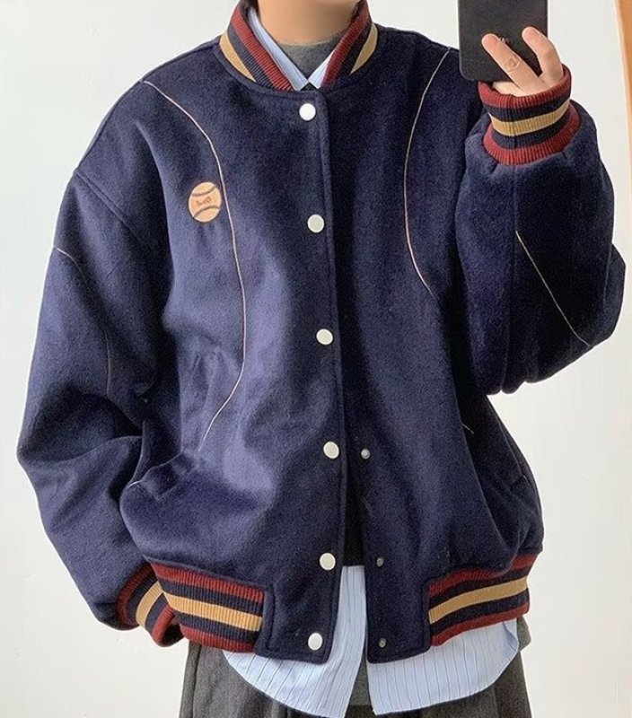 画像6: Baseball embroidery Stadium Jacket ユニセックス 男女兼用ベースボール刺繍スタジャンスタジアムジャンパー  MA-1 ボンバー ジャケット ブルゾン (6)