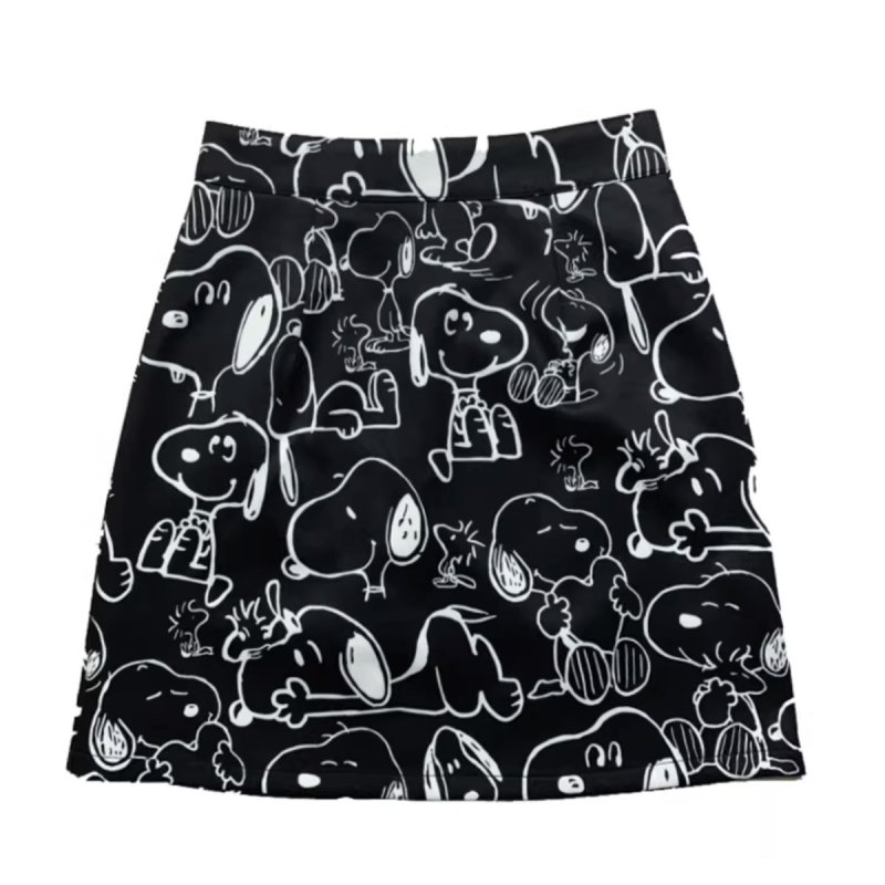 画像3: 24 New Women's Snoopy comic cartoon printed mini skirt スヌーピー グラフィックペイント Aライン ミニスカート (3)