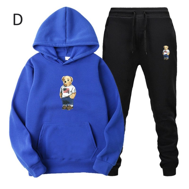 画像4: Teddy bear print hoodie and pants set　ユニセックス男女兼用 テディーベア熊プリントスウェット フーディ&パンツ セットアップ (4)