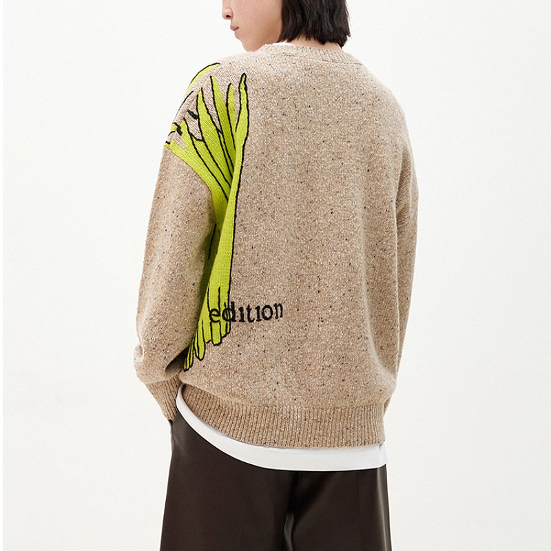 画像2: 25 Women Fawn Bambi braided round neck sweater 小鹿のバンビ編み込み 丸首ラウンドネックセーター　 (2)