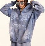 画像6: Unisex Graffiti Paint  Zip-Up Hoodie Jacket　ユニセックス男女兼用グラフィック落書きペイントヴィンテージスタイルジップアップフディージャケットパーカー  (6)