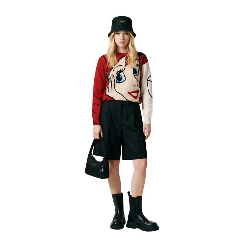 画像4: 25 Women Littlemermaid Ariel Big Face braided round neck sweater リトルマーメイド アリエル編み込み 丸首ラウンドネックセーター　 (4)