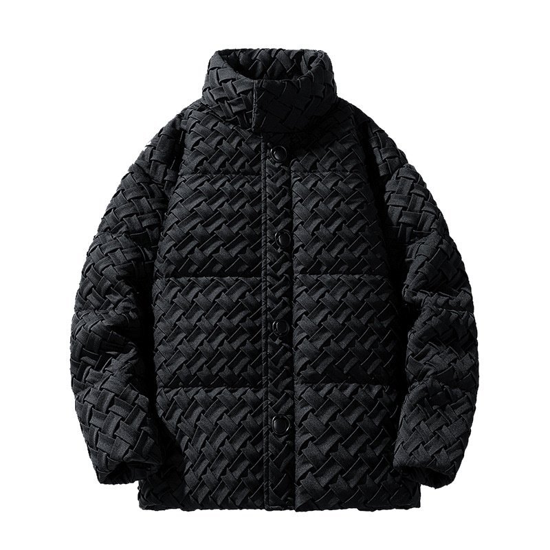 画像2: Men's Unisex Intreccio mesh woven Oversize Parka Padded Puffer Jackets メンズ 男女兼用 オーバーサイズ イントレチャート 編み込み 中綿 ダウン ジャケット (2)