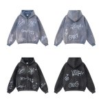 画像4: Unisex Graffiti Paint  Zip-Up Hoodie Jacket　ユニセックス男女兼用グラフィック落書きペイントヴィンテージスタイルジップアップフディージャケットパーカー  (4)