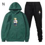 画像14: Teddy bear print hoodie and pants set　ユニセックス男女兼用 テディーベア熊プリントスウェット フーディ&パンツ セットアップ (14)