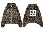 画像1: Unisex Number Point Camouflage Zip-Up Hoodie Jacket　ユニセックス男女兼用ナンバーポイント迷彩カモフラージュジップアップフディージャケットパーカー  (1)