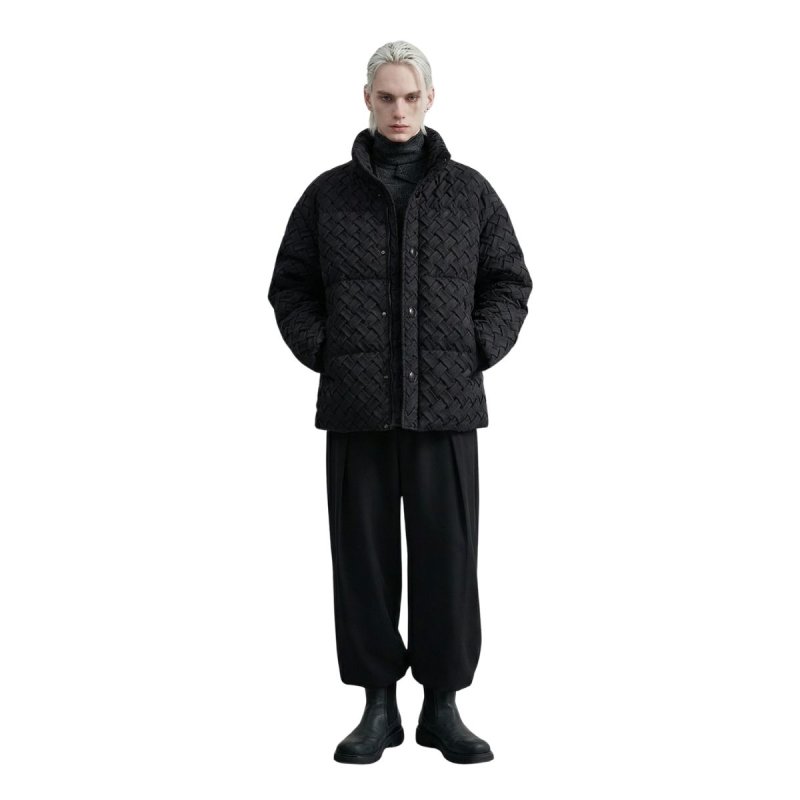 画像3: Men's Unisex Intreccio mesh woven Oversize Parka Padded Puffer Jackets メンズ 男女兼用 オーバーサイズ イントレチャート 編み込み 中綿 ダウン ジャケット (3)