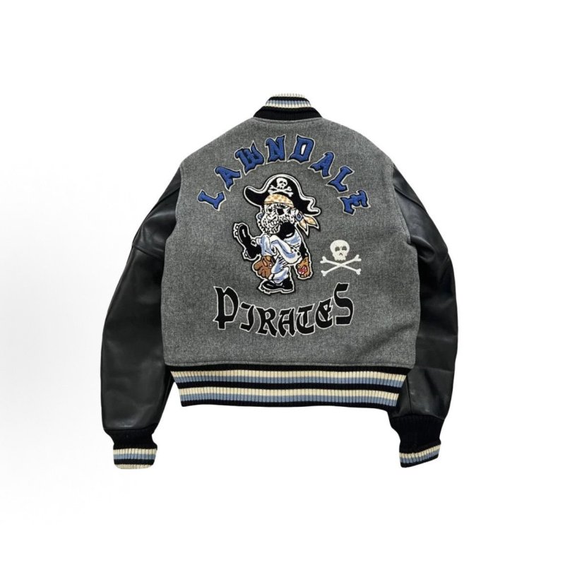 画像2: Pirates of the Caribbean embroidery stadium jacket　ユニセックス 男女兼用パイレーツオブカリビアン海賊刺繍スタジャンスタジアムジャンパー  MA-1 ボンバー ジャケット ブルゾン (2)