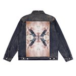 画像2: Purple oil paintings Distressed denim denim jacket ユニセックス 男女兼用パープルオイルペイントデニムジャケット Gジャンブルゾン (2)