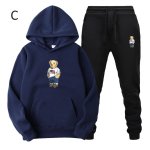 画像3: Teddy bear print hoodie and pants set　ユニセックス男女兼用 テディーベア熊プリントスウェット フーディ&パンツ セットアップ (3)