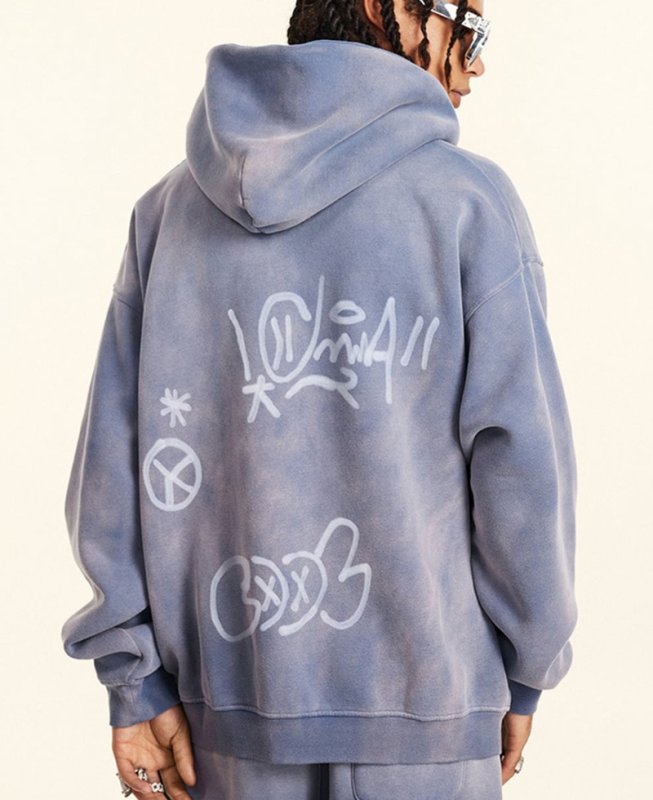 画像5: Unisex Graffiti Paint  Zip-Up Hoodie Jacket　ユニセックス男女兼用グラフィック落書きペイントヴィンテージスタイルジップアップフディージャケットパーカー  (5)