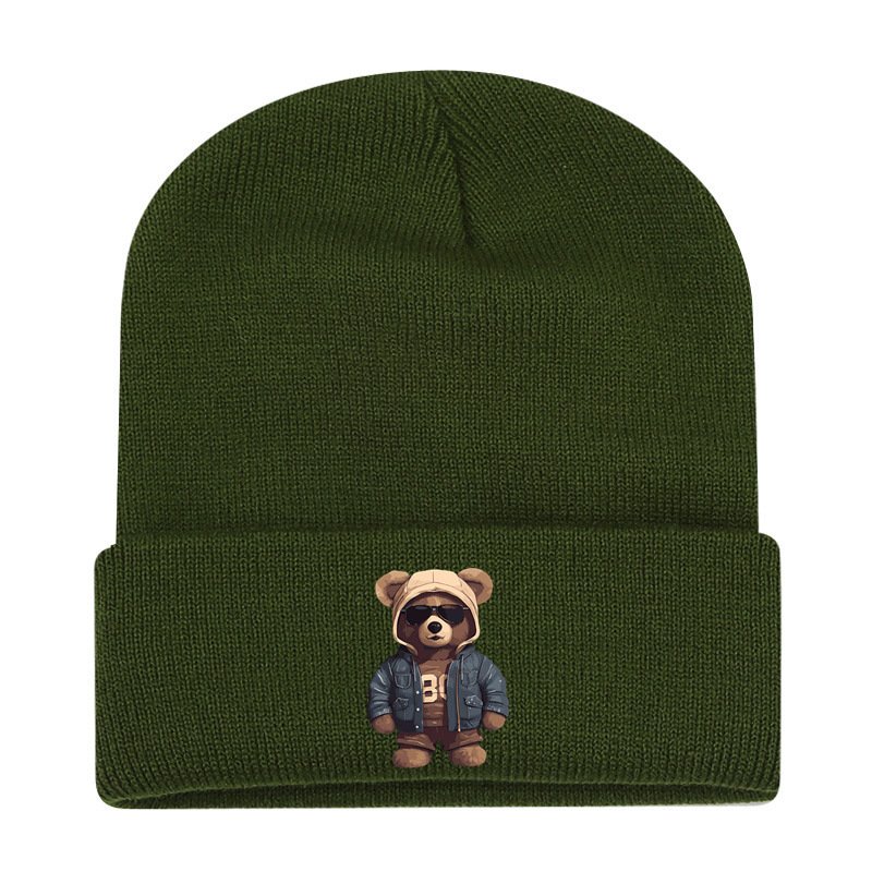 画像5: Unisex Hip Hop Bear One-Point Knit Cap Beanie  hat ユニセックス 男女兼用 ヒップホップベア ワンポイント ニット帽 ニットキャップ ビーニー (5)