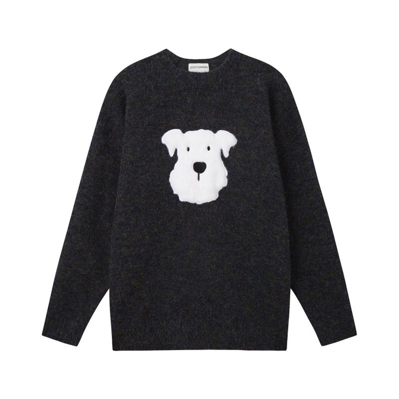 画像6: SALE セール Unisex Fluffy puppy dog round neck sweater knit  男女兼用 モコモコパピー ドッグ 犬 ラウンドネックセーターニット (6)