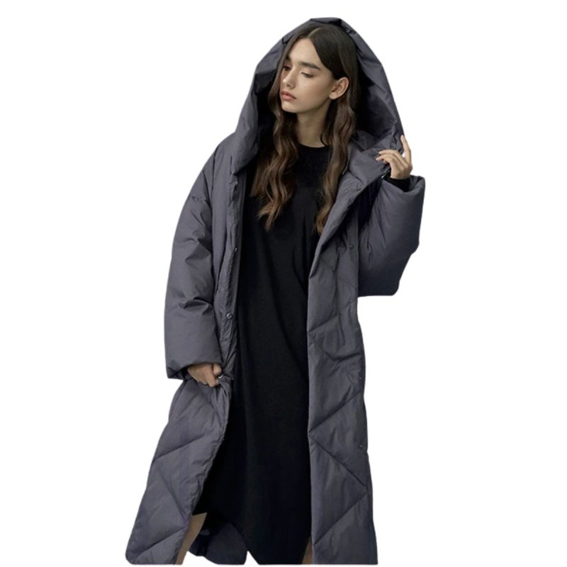 画像2: 25 Women's Aline Oversized down jacket shawl  coat Aライン オーバーサイズ ホワイト ダック ダウンコート コクーンコート (2)