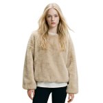 画像1: SALE セール Women's simple fakerabbit Faux fur Pullover short coat sweater シンプル プルオーバー モコモコ フェイクラビットファー エコファー ポンチョ トップス コート セーター  (1)