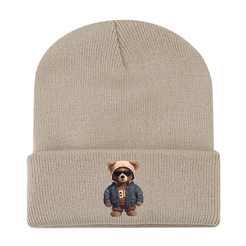 画像4: Unisex Hip Hop Bear One-Point Knit Cap Beanie  hat ユニセックス 男女兼用 ヒップホップベア ワンポイント ニット帽 ニットキャップ ビーニー (4)