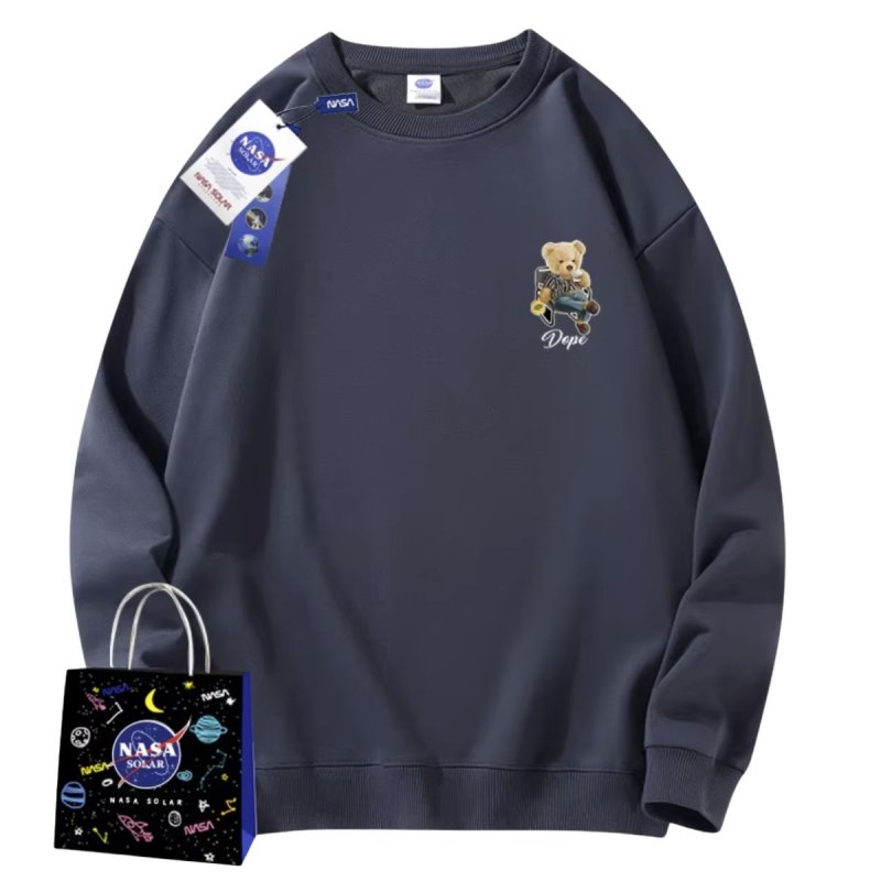 画像1: One point NASA x Bear sweatshirt ユニセックス男女兼用 ワンポイント ナサ × ベア 熊 スウェット トレーナー  (1)