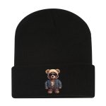 画像1: Unisex Hip Hop Bear One-Point Knit Cap Beanie  hat ユニセックス 男女兼用 ヒップホップベア ワンポイント ニット帽 ニットキャップ ビーニー (1)