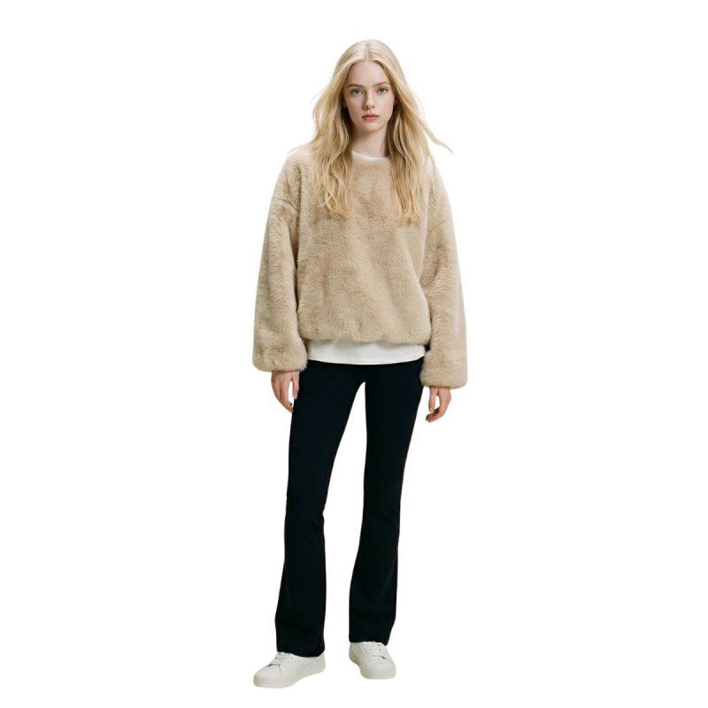 画像4: SALE セール Women's simple fakerabbit Faux fur Pullover short coat sweater シンプル プルオーバー モコモコ フェイクラビットファー エコファー ポンチョ トップス コート セーター  (4)