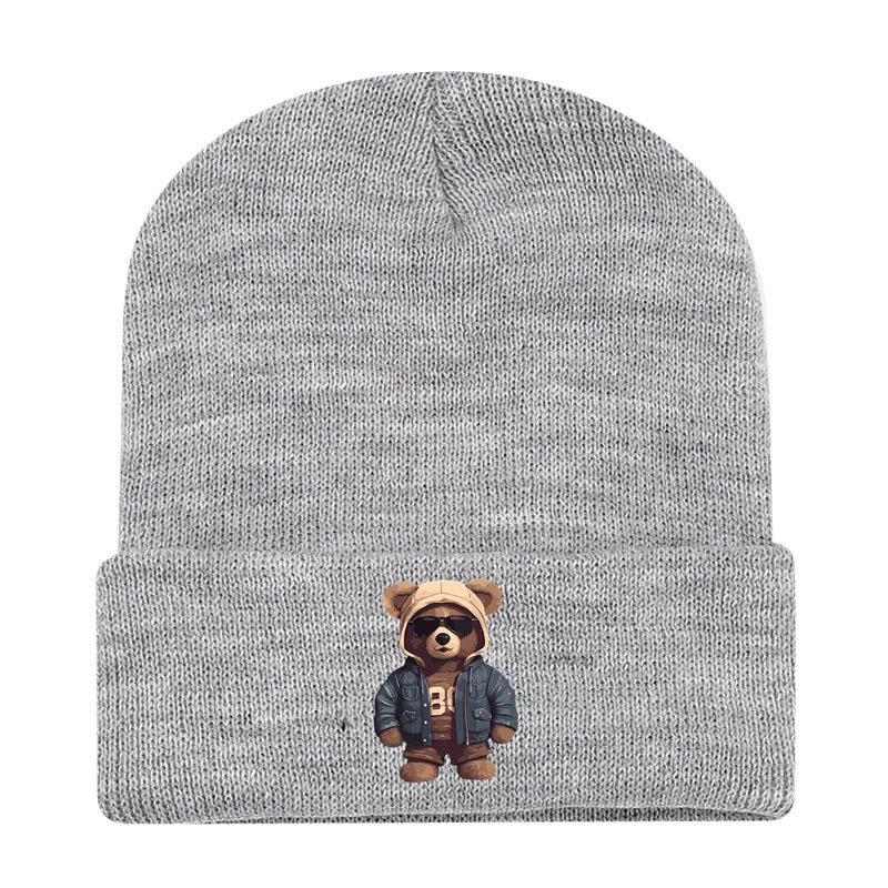 画像3: Unisex Hip Hop Bear One-Point Knit Cap Beanie  hat ユニセックス 男女兼用 ヒップホップベア ワンポイント ニット帽 ニットキャップ ビーニー (3)