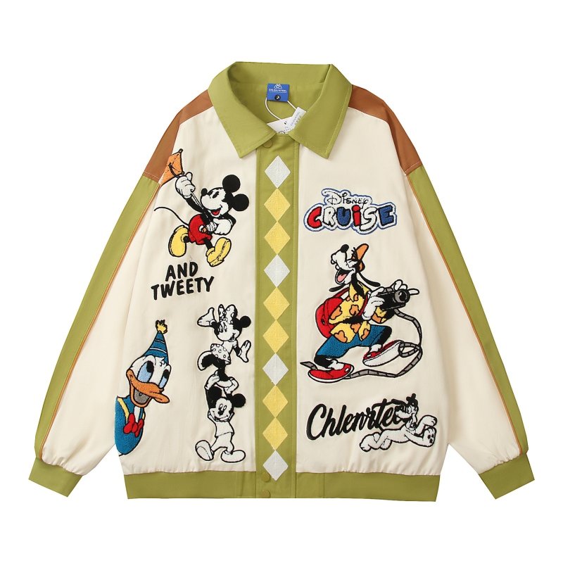 画像1:  Unisex Mickey Mouse & Minnie Mouse Friends Embroidered Jacket Coat ユニセックス男女兼用  ミッキーマウス＆ミニーマウス仲間たち刺繍ジャケットコート (1)