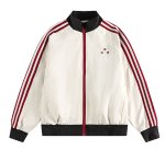 画像1: Men's Unisex Sporty Striped Color Block Stand Collar Jacket　メンズ 男女兼用 スポーティストライプカラーブロックスタンドカラージャケット (1)