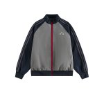 画像2: Men's Unisex Sporty Striped Color Block Stand Collar Jacket　メンズ 男女兼用 スポーティストライプカラーブロックスタンドカラージャケット (2)