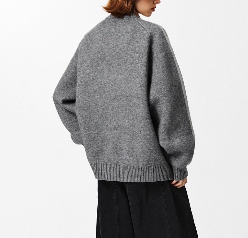 画像5: UnisexZip-up emblem round neck sweater jacket Jacket  Knit  ユニセックス男女兼用ジップアップ エンブレムセーター (5)