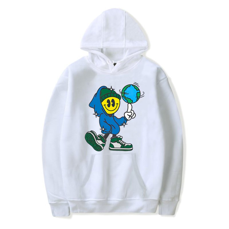 画像2: Unisex Smile x Earth Print Hoodie　ユニセックス男女兼用スマイル×地球アースプリントフディージャケットパーカー  (2)