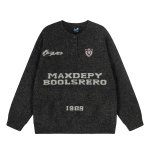 画像1: Unisex Letter knit emblem sweater  Knit  ユニセックス男女兼用レター編み込み エンブレムセーター (1)