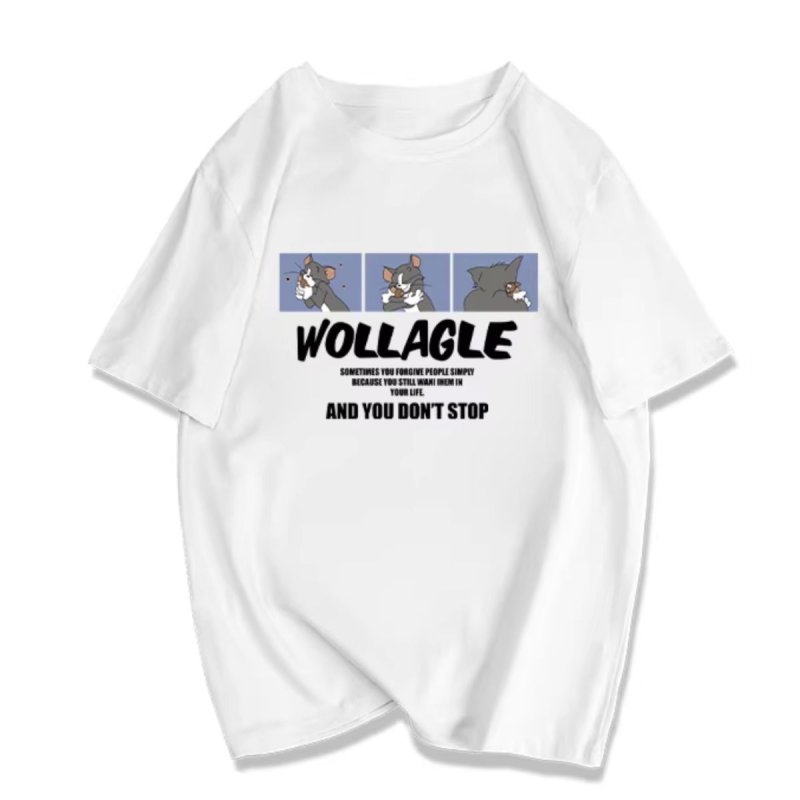 画像1: Tom and Jerry AND YOU DON'T STOP Box Tom PrintT shirt　 ユニセックス男女兼用NASAナサ×トムとジェリートム＆ジェリーボックストムプリント半袖 Tシャツ (1)