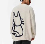 画像5: Unisex Cat knit crew neck sweater Knit  ユニセックス男女兼用キャット編み込み丸首ラウンドネックセータープルオーバ (5)