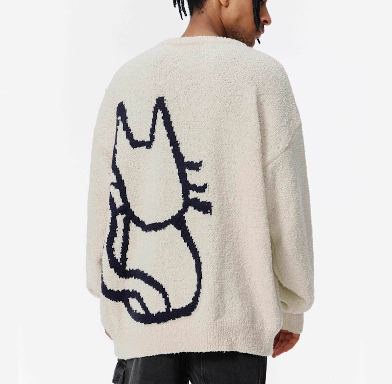 画像5: Unisex Cat knit crew neck sweater Knit  ユニセックス男女兼用キャット編み込み丸首ラウンドネックセータープルオーバ (5)