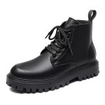 画像1: British high-top Lace up Martin boots shoes メンズ イギリス調 ブリティッシュ ハイカット レザーレースアップ マーティンブーツ  (1)