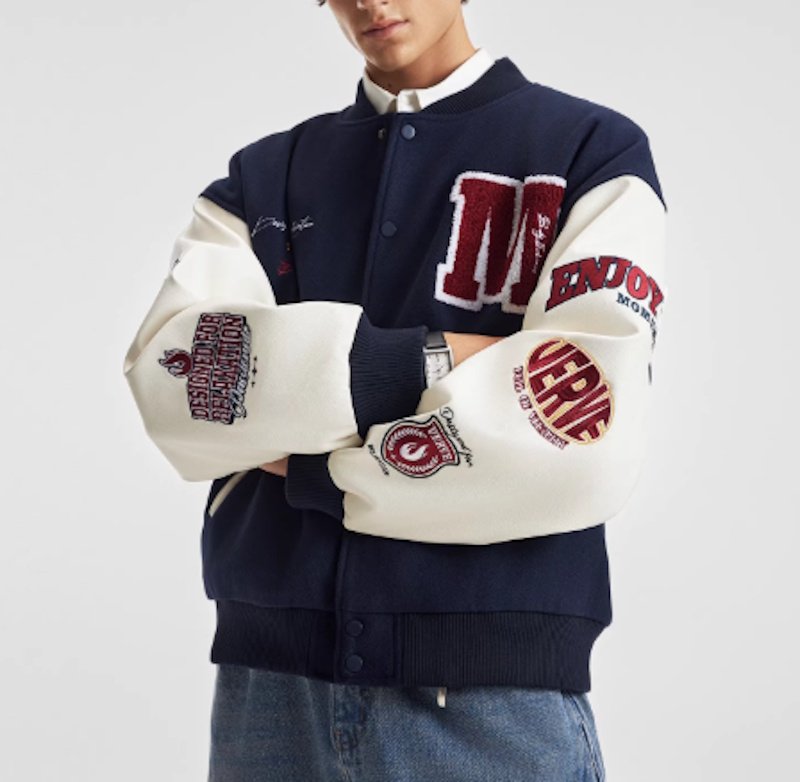 画像3: BODYDREAM Letter Patch Embroidered Stadium Jumper　ユニセックス 男女兼用BODYDREAM レターエンブレム刺繍刺繍スタジャンスタジアムジャンパー  MA-1 ボンバー ジャケット ブルゾン (3)