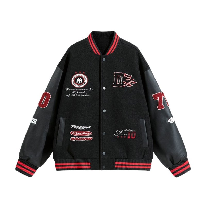 画像2: Baseball Emblems & Embroidery Stadium Jumper　ユニセックス 男女兼用 ベースボールエンブレム＆刺繍スタジャンスタジアムジャンパー  MA-1 ボンバー ジャケット ブルゾン (2)