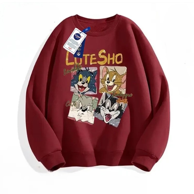 画像4: NASA x Box Lovely Tom and Jerry Sweatshirt Pullover ユニセックス 男女兼用 NASA×ボックスラブリートムとジェリースウェットプリント スウェット トレーナー (4)