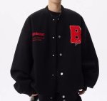 画像5: Half-eaten apple Embroidery Stadium Jumper　ユニセックス 男女兼用 齧りかけの林檎りんご刺繍スタジャンスタジアムジャンパー  MA-1 ボンバー ジャケット ブルゾン (5)