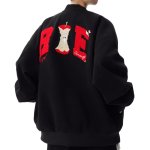 画像1: Half-eaten apple Embroidery Stadium Jumper　ユニセックス 男女兼用 齧りかけの林檎りんご刺繍スタジャンスタジアムジャンパー  MA-1 ボンバー ジャケット ブルゾン (1)