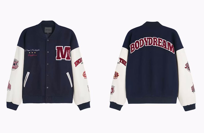 画像5: BODYDREAM Letter Patch Embroidered Stadium Jumper　ユニセックス 男女兼用BODYDREAM レターエンブレム刺繍刺繍スタジャンスタジアムジャンパー  MA-1 ボンバー ジャケット ブルゾン (5)