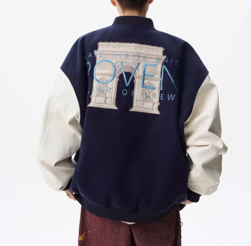 画像3: triumphal arch embroidered stadium jacket　ユニセックス 男女兼用凱旋門刺繍スタジャンスタジアムジャンパー  MA-1 ボンバー ジャケット ブルゾン (3)