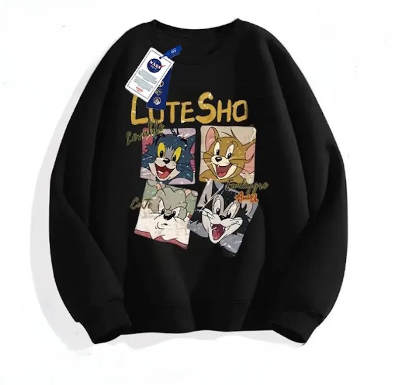 画像2: NASA x Box Lovely Tom and Jerry Sweatshirt Pullover ユニセックス 男女兼用 NASA×ボックスラブリートムとジェリースウェットプリント スウェット トレーナー (2)