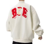 画像2: Half-eaten apple Embroidery Stadium Jumper　ユニセックス 男女兼用 齧りかけの林檎りんご刺繍スタジャンスタジアムジャンパー  MA-1 ボンバー ジャケット ブルゾン (2)