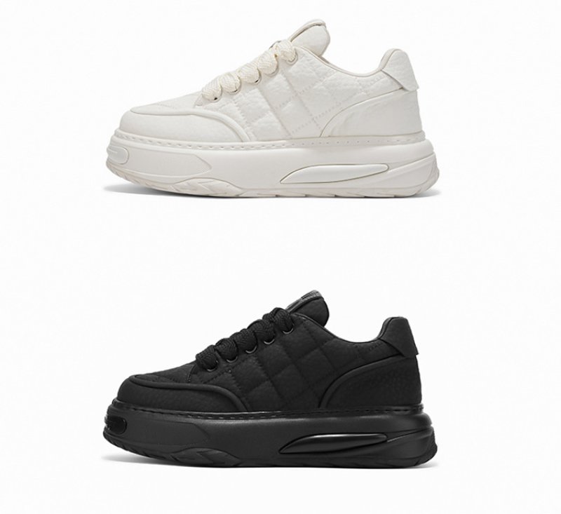 画像3: Quilted leather platform lace-up sneakers　  男女兼用ユニセックス レザーキルティング厚底プラットフォームレースアップスニーカー (3)