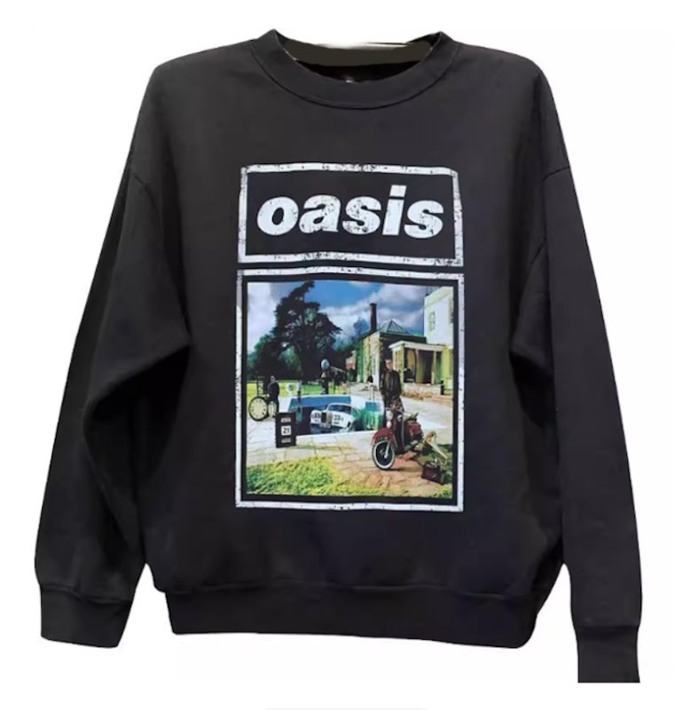 画像1:  OASIS Vintage style photo print sweatshirt  Pullover ユニセックス 男女兼用 OASISオアシス ヴィンテージスタイルフォトプリントスウェットスウェットプリント スウェット トレーナー (1)