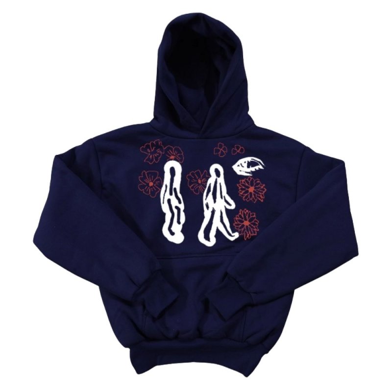 画像1: American Retro Flower & Human Print Hoodie ユニセックス 男女兼用アメリカンレトロ フラワー&ヒューマンプリントフーディ パーカー (1)