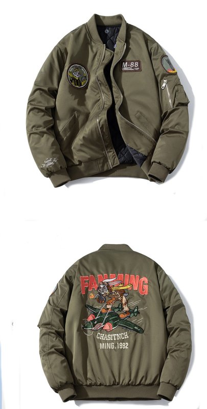 画像4: Bugs Bunny embroidered MA-1 stadium jacket Jumper　ユニセックス 男女兼用バッグズバニー刺繍MA-1スタジャンスタジアムジャンパー  MA-1 ボンバー ジャケット ブルゾン (4)